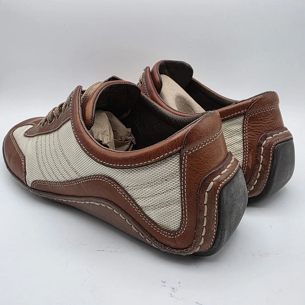 Cole Haan Mens 10 Brown Leather Canvas Driving Shoes Oxfords Preppy Tennis Yacht